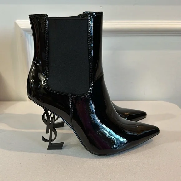 Women’s YSL Saint Laurent Opyum 110 Patent Leather Booties - Size 8 - Picture 1 of 8